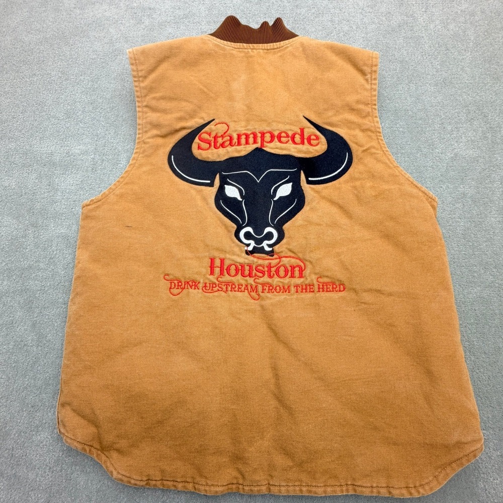 Carhartt Mens Duck Vest V01 BRN Brown Houston Stampede The Bull 100.3 Sz Medium